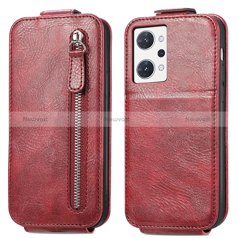 Leather Case Flip Cover Vertical for Oppo Reno7 A Red