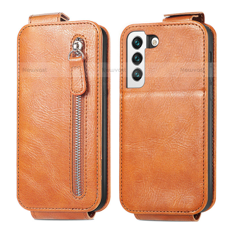 Leather Case Flip Cover Vertical for Samsung Galaxy S21 5G Brown