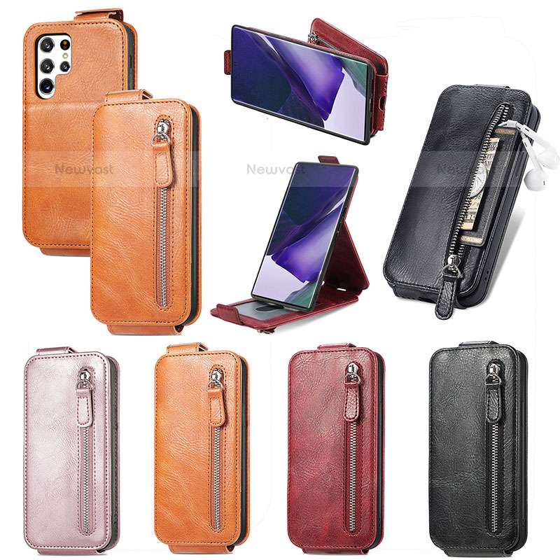 Leather Case Flip Cover Vertical for Samsung Galaxy S22 Ultra 5G