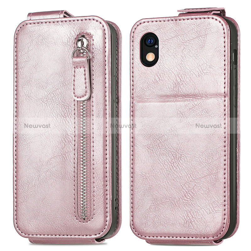 Leather Case Flip Cover Vertical for Sony Xperia Ace III Rose Gold