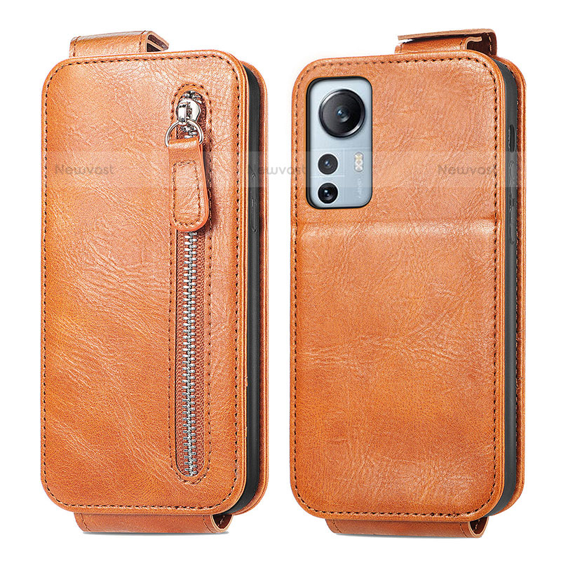 Leather Case Flip Cover Vertical for Xiaomi Mi 12 Pro 5G Brown