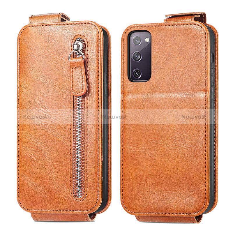 Leather Case Flip Cover Vertical S01D for Samsung Galaxy S20 FE (2022) 5G Brown