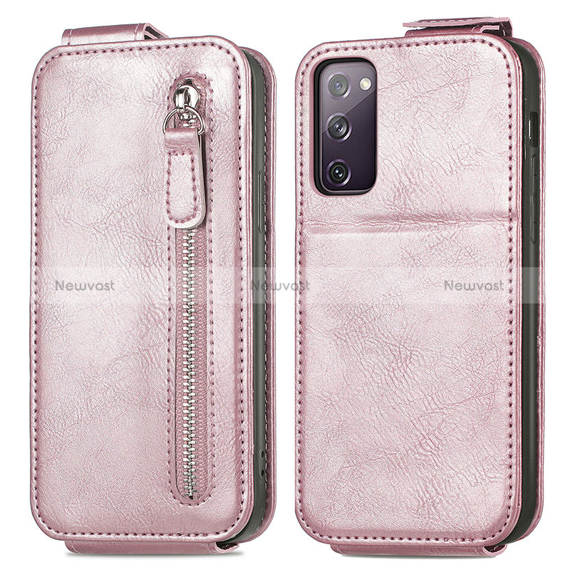 Leather Case Flip Cover Vertical S01D for Samsung Galaxy S20 FE (2022) 5G Rose Gold