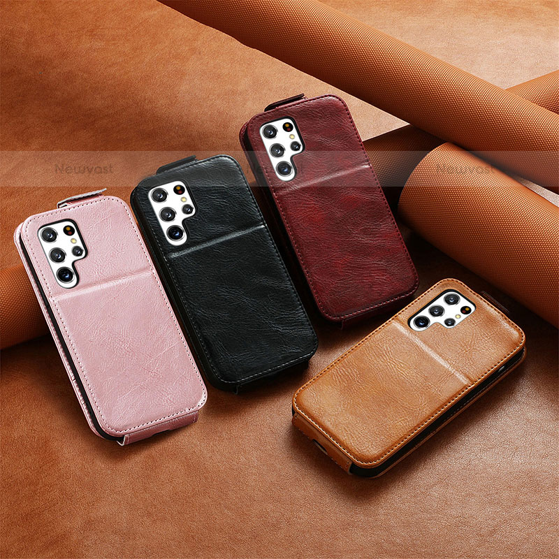 Leather Case Flip Cover Vertical S01D for Samsung Galaxy S22 Ultra 5G