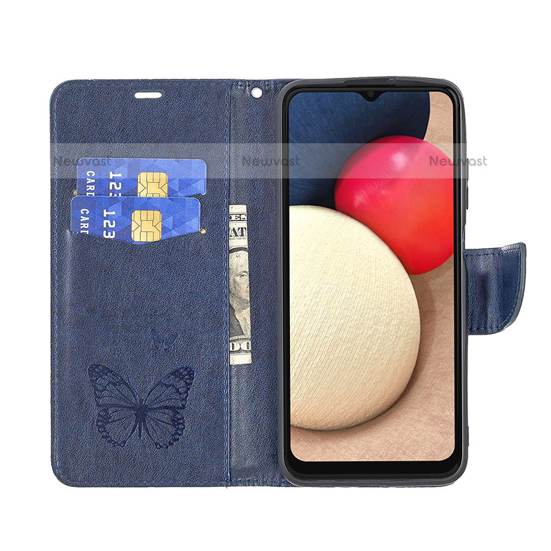 Leather Case Stands Butterfly Flip Cover Holder B01F for Samsung Galaxy A02s