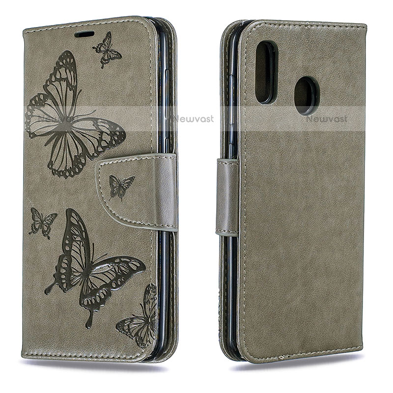 Leather Case Stands Butterfly Flip Cover Holder B01F for Samsung Galaxy A20