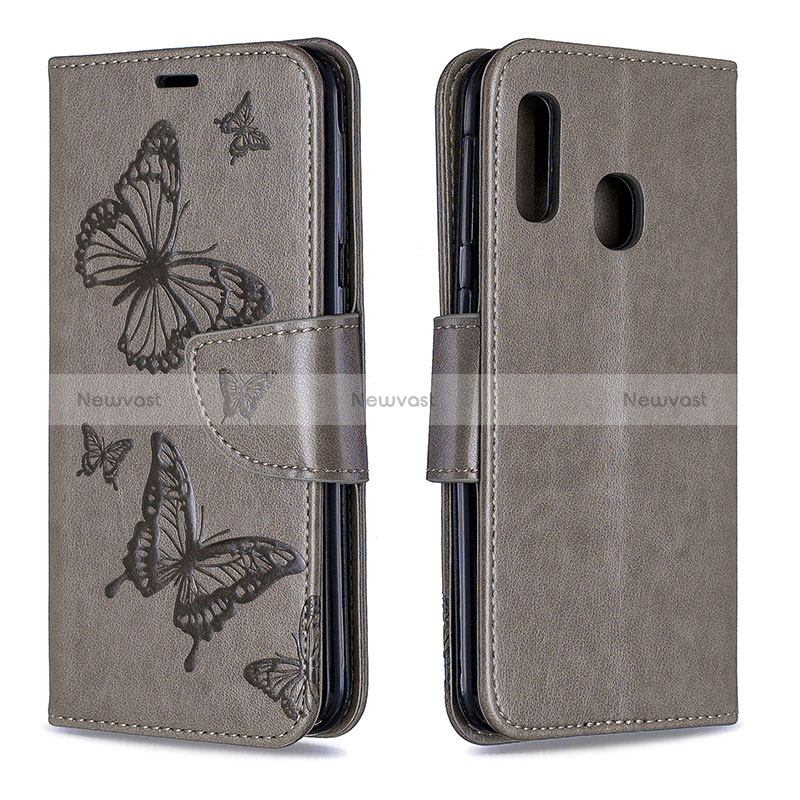 Leather Case Stands Butterfly Flip Cover Holder B01F for Samsung Galaxy A20e