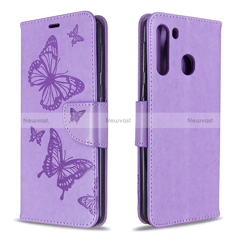 Leather Case Stands Butterfly Flip Cover Holder B01F for Samsung Galaxy A21