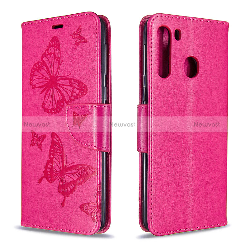 Leather Case Stands Butterfly Flip Cover Holder B01F for Samsung Galaxy A21