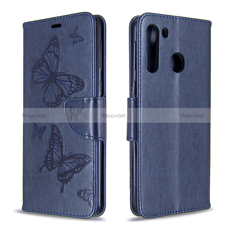 Leather Case Stands Butterfly Flip Cover Holder B01F for Samsung Galaxy A21