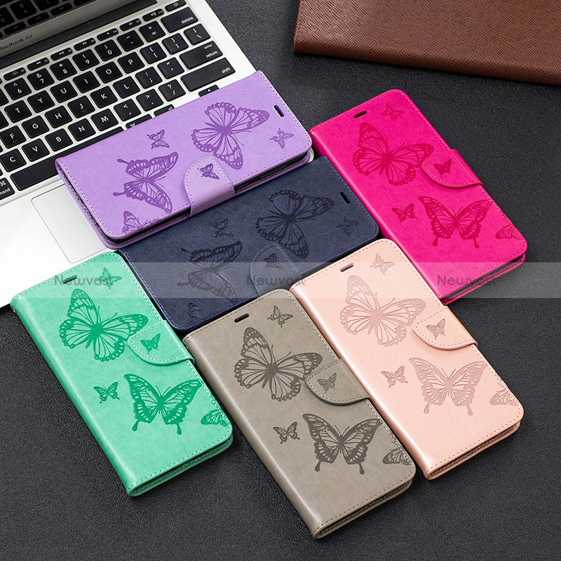 Leather Case Stands Butterfly Flip Cover Holder B01F for Samsung Galaxy A21