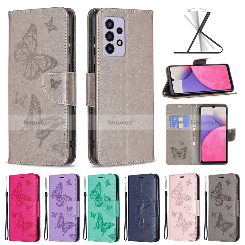Leather Case Stands Butterfly Flip Cover Holder B01F for Samsung Galaxy A33 5G