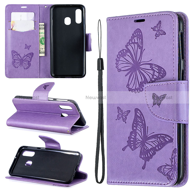 Leather Case Stands Butterfly Flip Cover Holder B01F for Samsung Galaxy A40