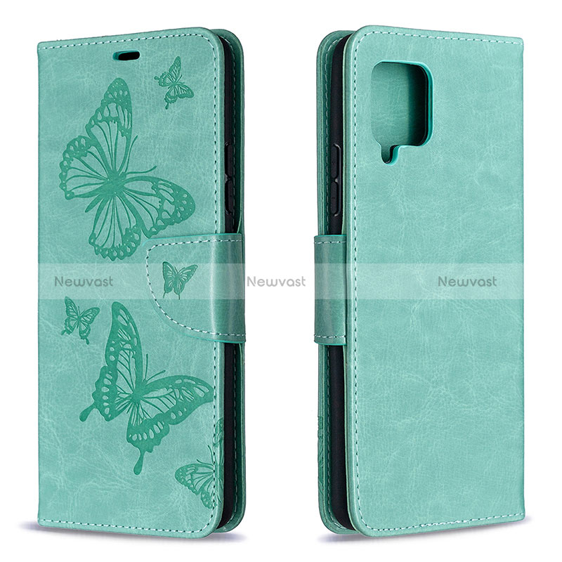 Leather Case Stands Butterfly Flip Cover Holder B01F for Samsung Galaxy A42 5G Green