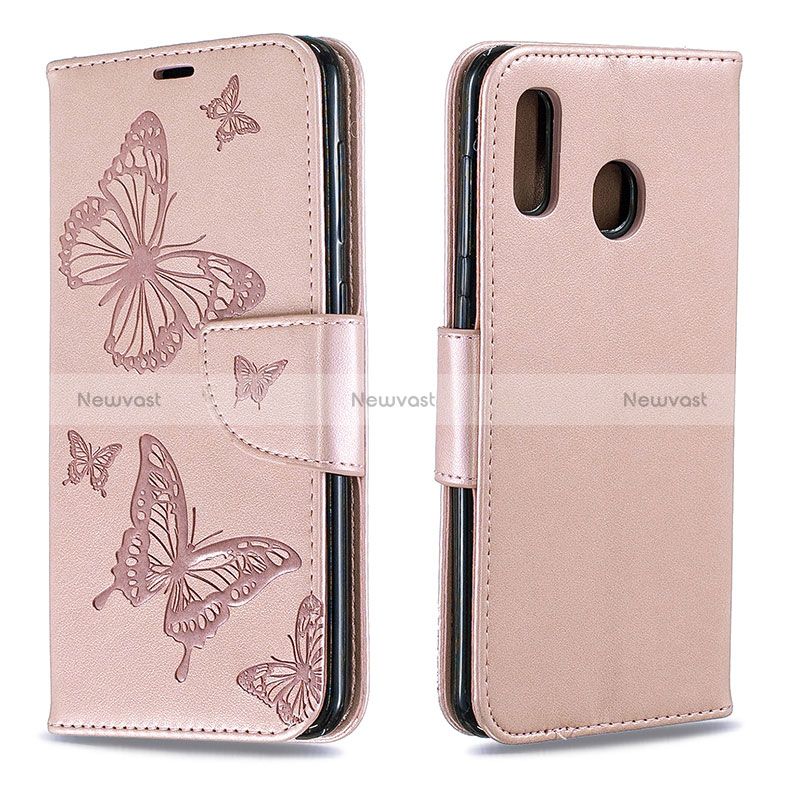Leather Case Stands Butterfly Flip Cover Holder B01F for Samsung Galaxy M10S Green