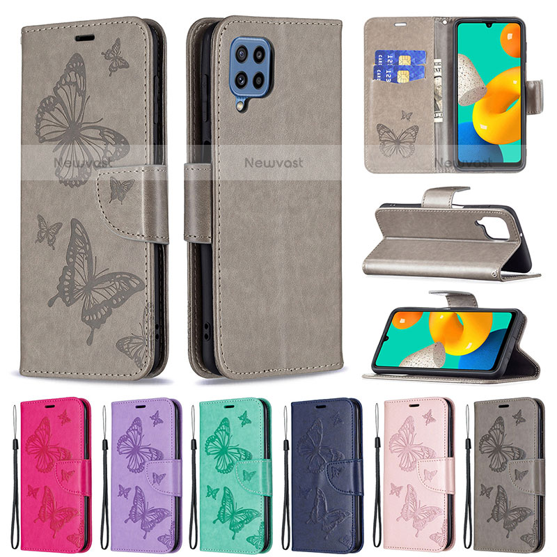 Leather Case Stands Butterfly Flip Cover Holder B01F for Samsung Galaxy M32 4G