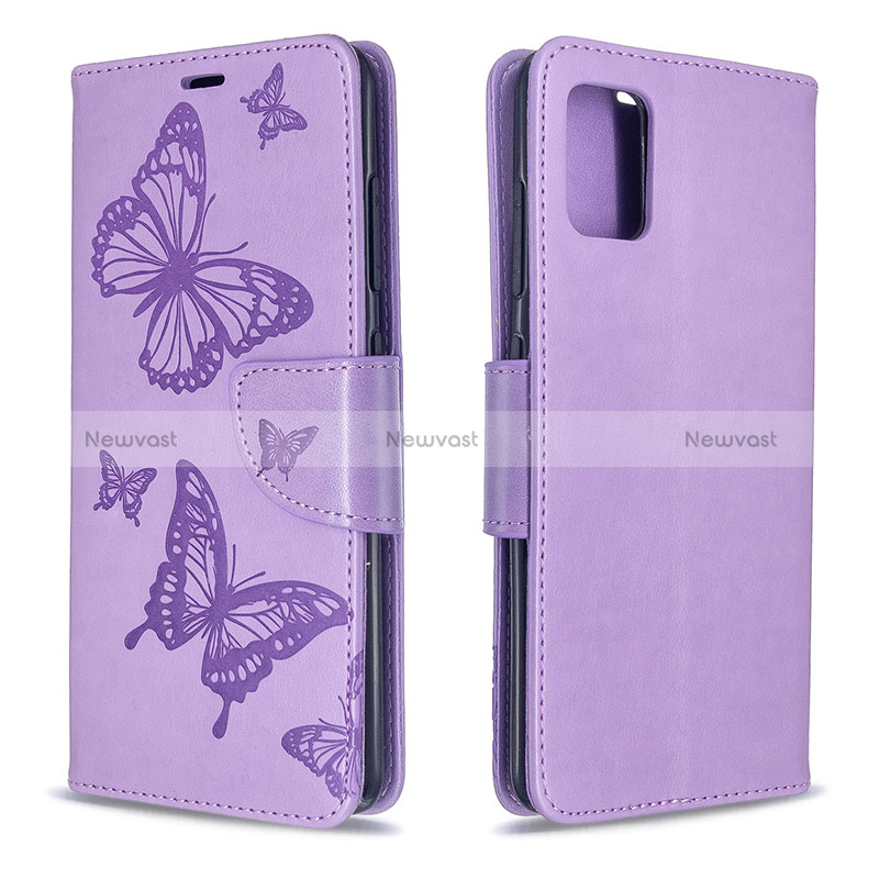 Leather Case Stands Butterfly Flip Cover Holder B01F for Samsung Galaxy M40S Clove Purple