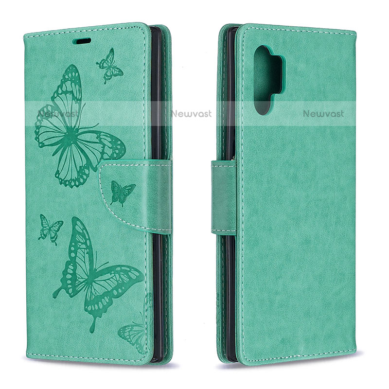 Leather Case Stands Butterfly Flip Cover Holder B01F for Samsung Galaxy Note 10 Plus 5G Green
