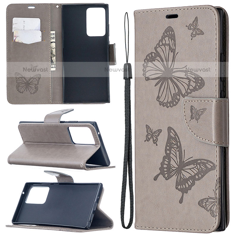 Leather Case Stands Butterfly Flip Cover Holder B01F for Samsung Galaxy Note 20 Ultra 5G