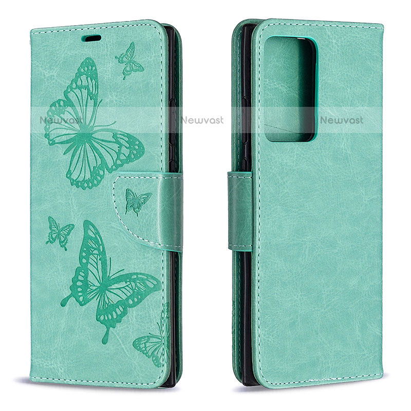 Leather Case Stands Butterfly Flip Cover Holder B01F for Samsung Galaxy Note 20 Ultra 5G Green