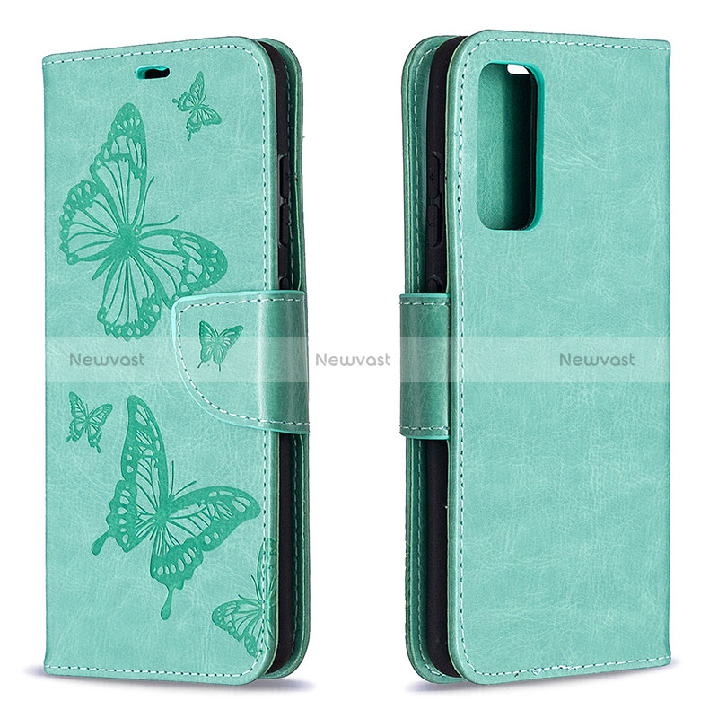 Leather Case Stands Butterfly Flip Cover Holder B01F for Samsung Galaxy S20 FE (2022) 5G Green