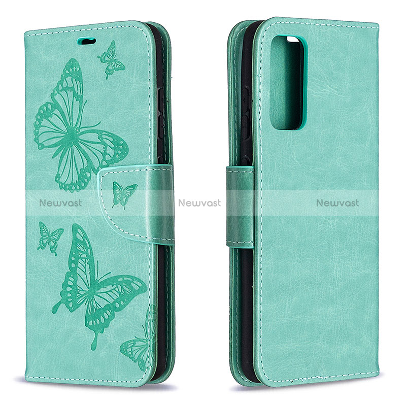 Leather Case Stands Butterfly Flip Cover Holder B01F for Samsung Galaxy S20 FE 5G Green