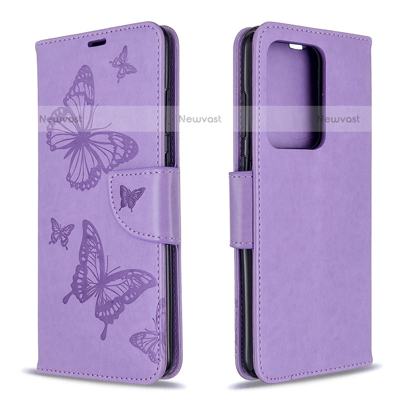 Leather Case Stands Butterfly Flip Cover Holder B01F for Samsung Galaxy S20 Plus 5G Clove Purple