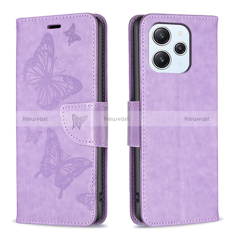 Leather Case Stands Butterfly Flip Cover Holder B01F for Xiaomi Redmi 12 4G