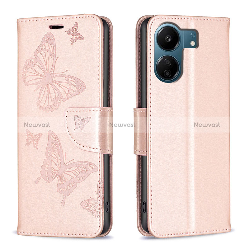 Leather Case Stands Butterfly Flip Cover Holder B01F for Xiaomi Redmi 13C
