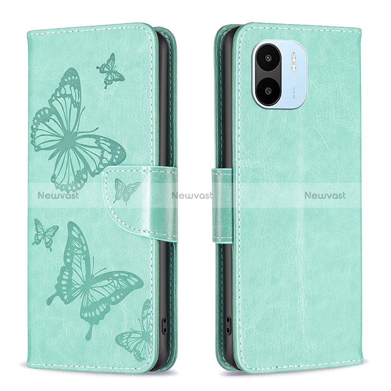 Leather Case Stands Butterfly Flip Cover Holder B01F for Xiaomi Redmi A1 Green
