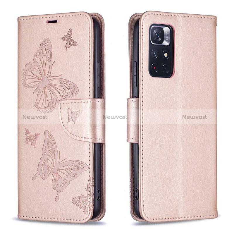 Leather Case Stands Butterfly Flip Cover Holder B01F for Xiaomi Redmi Note 11S 5G