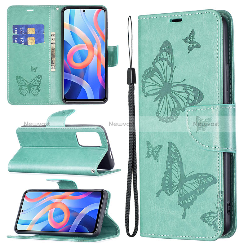 Leather Case Stands Butterfly Flip Cover Holder B01F for Xiaomi Redmi Note 11S 5G
