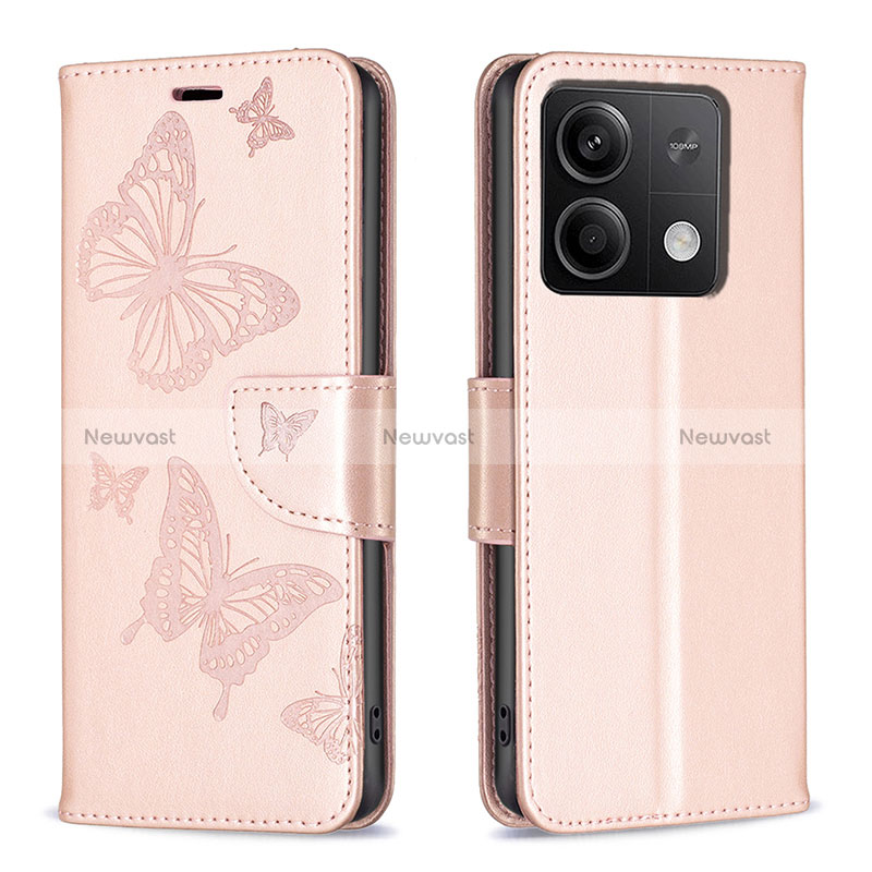 Leather Case Stands Butterfly Flip Cover Holder B01F for Xiaomi Redmi Note 13 5G