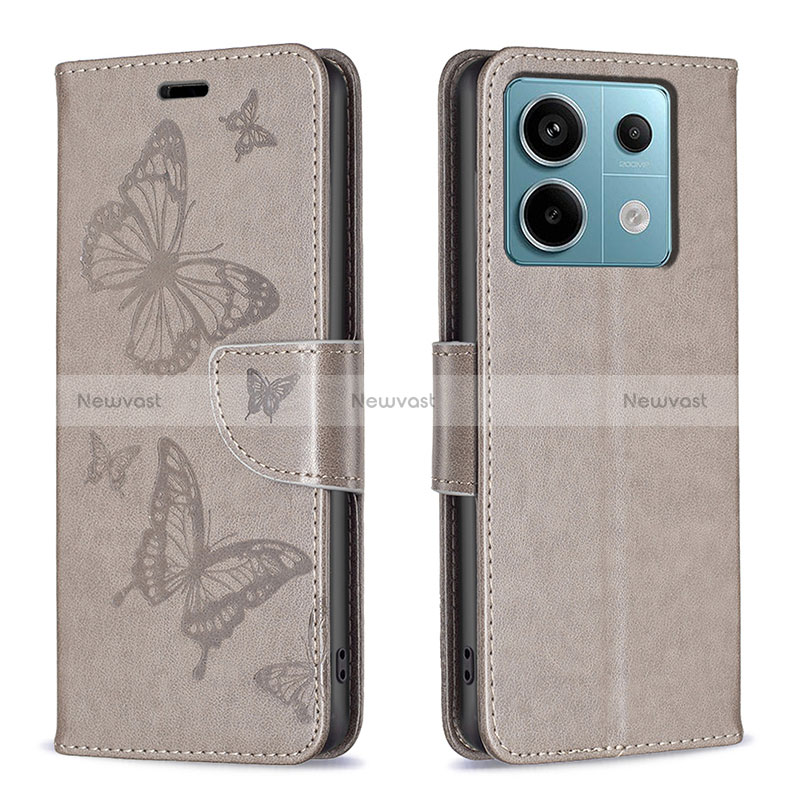Leather Case Stands Butterfly Flip Cover Holder B01F for Xiaomi Redmi Note 13 Pro 5G