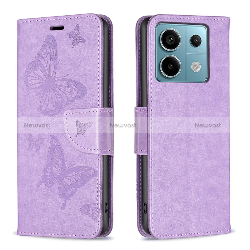 Leather Case Stands Butterfly Flip Cover Holder B01F for Xiaomi Redmi Note 13 Pro 5G