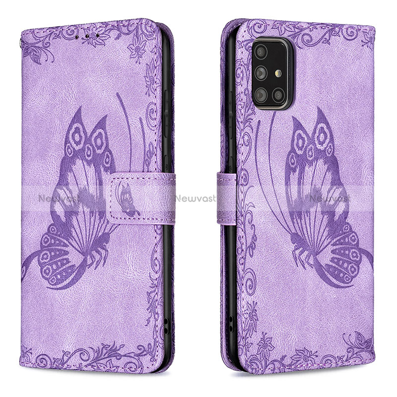 Leather Case Stands Butterfly Flip Cover Holder B02F for Samsung Galaxy A71 5G