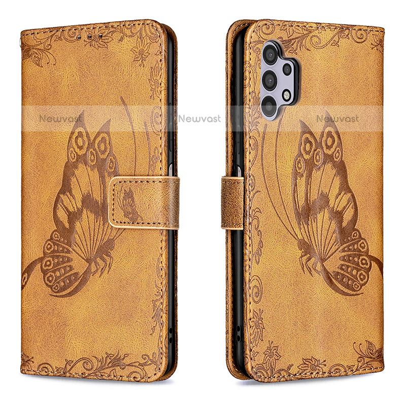 Leather Case Stands Butterfly Flip Cover Holder B02F for Samsung Galaxy M32 5G