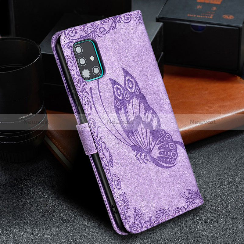 Leather Case Stands Butterfly Flip Cover Holder B02F for Samsung Galaxy M40S