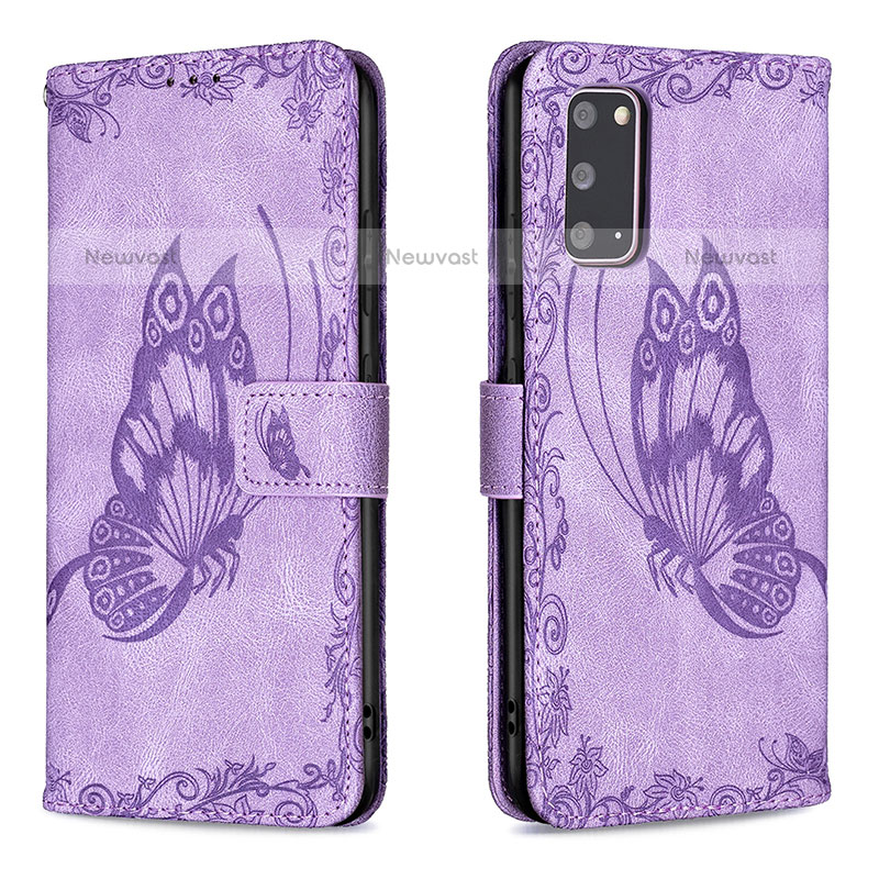 Leather Case Stands Butterfly Flip Cover Holder B02F for Samsung Galaxy S20