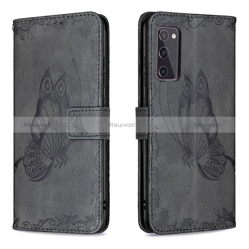 Leather Case Stands Butterfly Flip Cover Holder B02F for Samsung Galaxy S20 FE 4G
