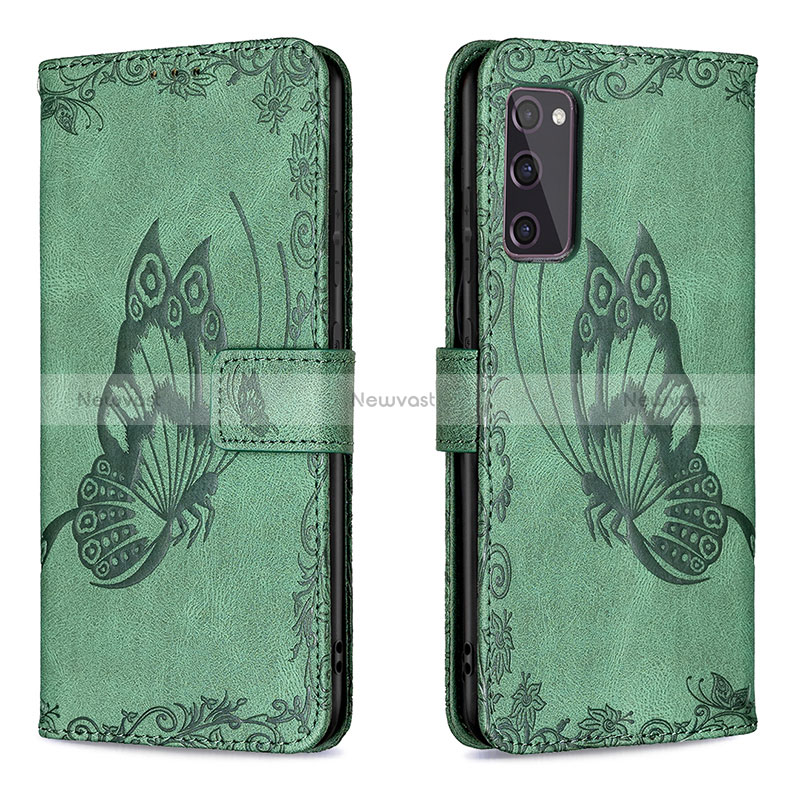 Leather Case Stands Butterfly Flip Cover Holder B02F for Samsung Galaxy S20 FE 5G