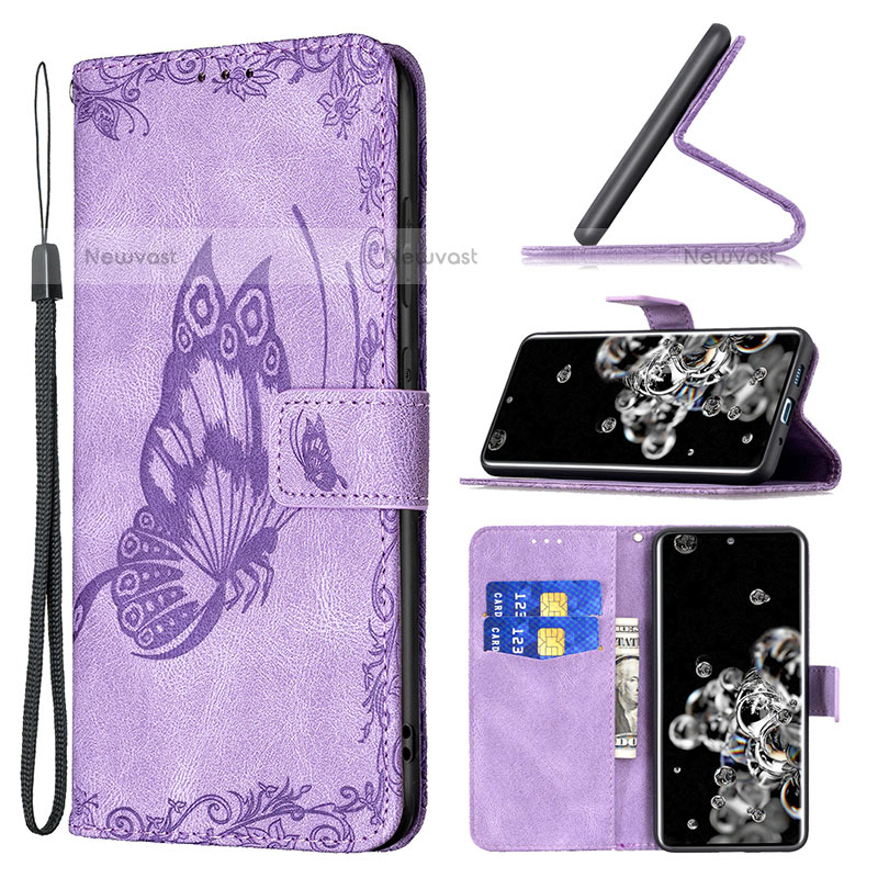 Leather Case Stands Butterfly Flip Cover Holder B02F for Samsung Galaxy S20 Ultra