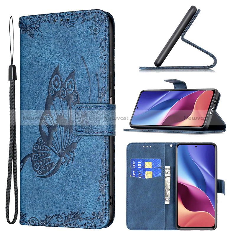 Leather Case Stands Butterfly Flip Cover Holder B02F for Xiaomi Mi 11X Pro 5G