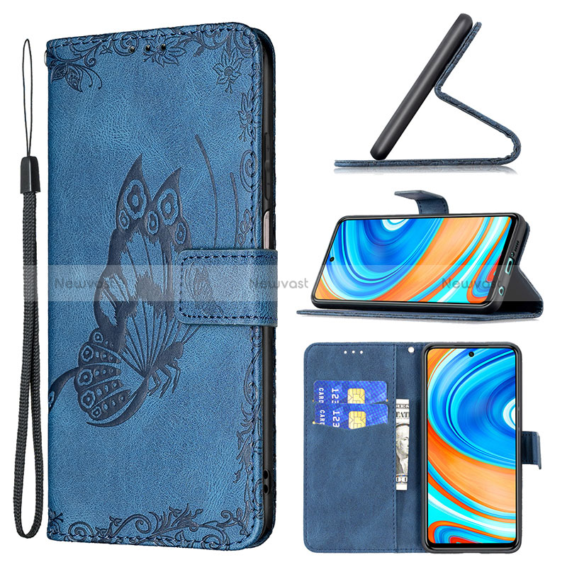 Leather Case Stands Butterfly Flip Cover Holder B02F for Xiaomi Poco M2 Pro