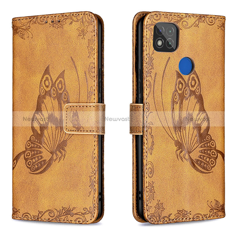 Leather Case Stands Butterfly Flip Cover Holder B02F for Xiaomi Redmi 10A 4G