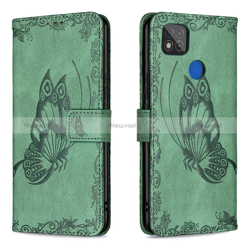 Leather Case Stands Butterfly Flip Cover Holder B02F for Xiaomi Redmi 10A 4G