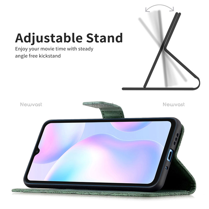 Leather Case Stands Butterfly Flip Cover Holder B02F for Xiaomi Redmi 9AT