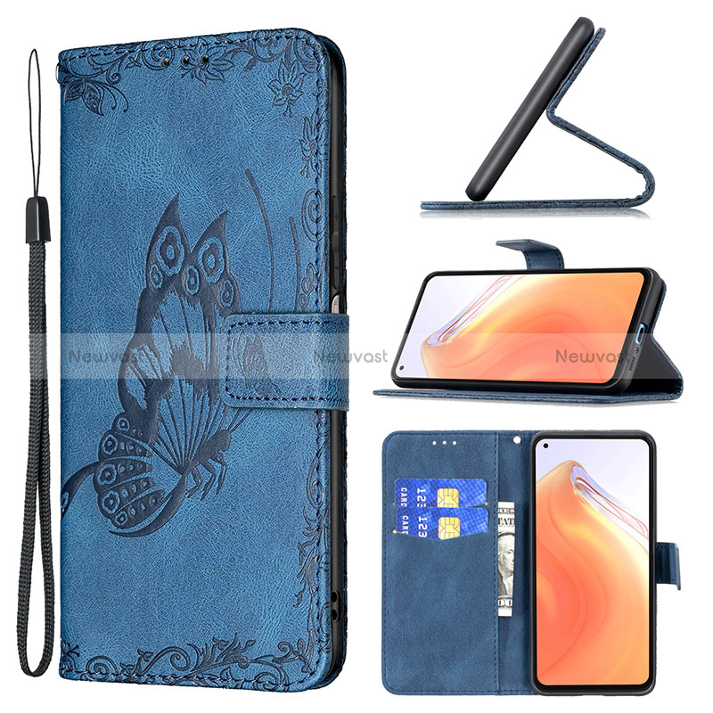 Leather Case Stands Butterfly Flip Cover Holder B02F for Xiaomi Redmi K30S 5G