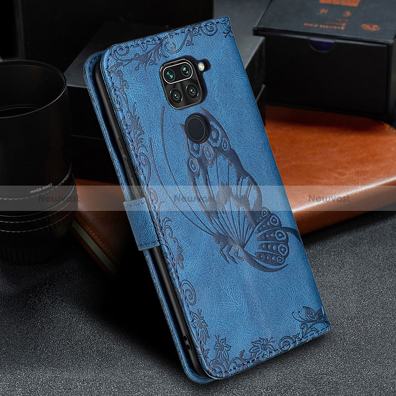 Leather Case Stands Butterfly Flip Cover Holder B02F for Xiaomi Redmi Note 9