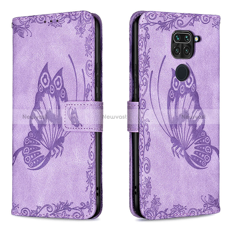 Leather Case Stands Butterfly Flip Cover Holder B02F for Xiaomi Redmi Note 9
